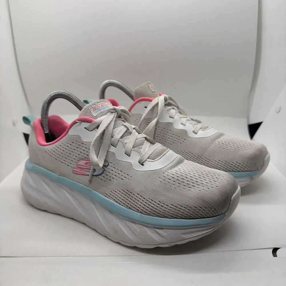 Skechers Women’s Size 8 White Pink Blue Sneakers Running Shoes SN 179044BJ
